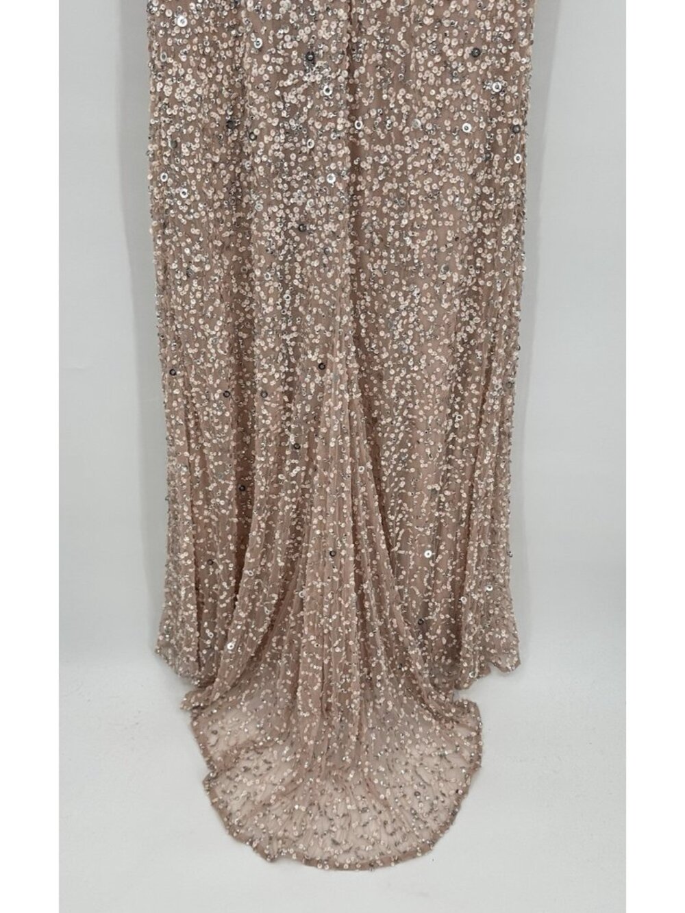ADRIANNA PAPELL dress gown blush pink sequins 10 formal old Hollywood glamour - Picture 9 of 11